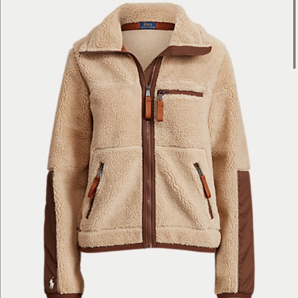 Polo boucle/sherpa/teddy faux shearling jacket